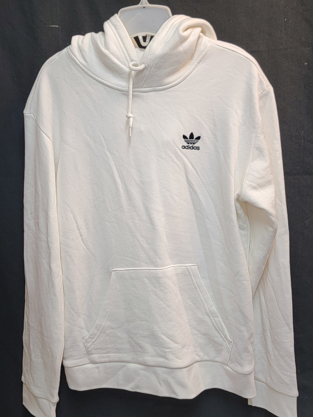 adidas Men’s Cream Crewneck Hoodie with Black Trefoil